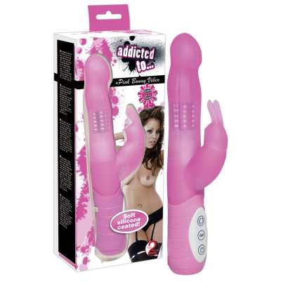 VIBRATORE E STIMOLATORE IN SOFFICE SILICONE \"ADDICTED TO VIBE\" ROSA