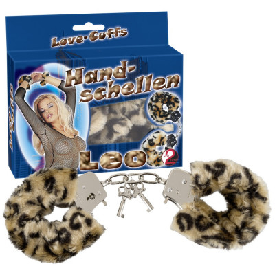 MANETTE IN METALLO RIVESTITE IN PELUCHE \"LOVE-CUFFS\" LEOPARDATE