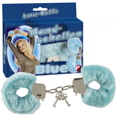 MANETTE IN METALLO RIVESTITE IN PELUCHE \"LOVE-CUFFS\" AZZURRO