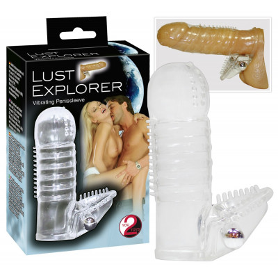 GUAINA FALLICA CON RILIEVI STIMOLANTI E VIBRAZIONE \"LUST EXPLORER\"