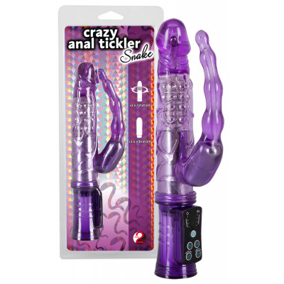 VIBRATORE MULTIFUNZIONE CON APPENDICE ANALE \"CRAZY ANAL TICKLER\" VIOLA - 22 CM