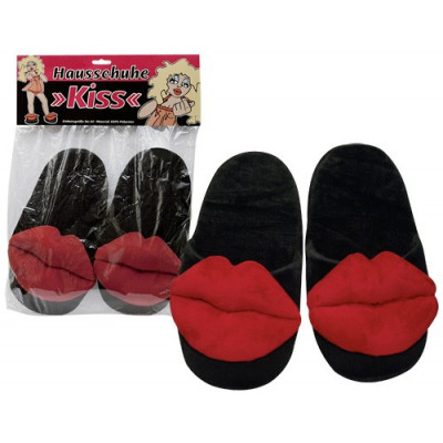 PANTOFOLE CON BACIO \"SLIPPER KISS\" NERE