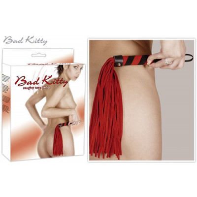 FLOGGER CON IMPUGNATURA IN CAMOSCIO BAD KITTY \"WHIP\" NERO/ROSSO