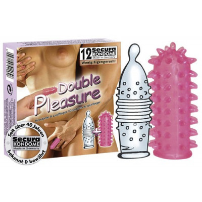 SET PROFILATTICI STIMOLANTI E GUAINA FALLICA SECURA \"DOUBLE PLEASURE\" - 12 PEZZI