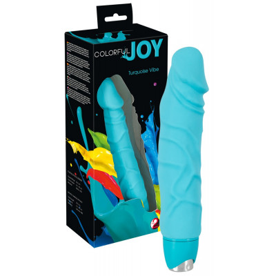 VIBRATORE REALISTICO IN SILICONE "COLORFUL JOY" TURCHESE - 24 CM